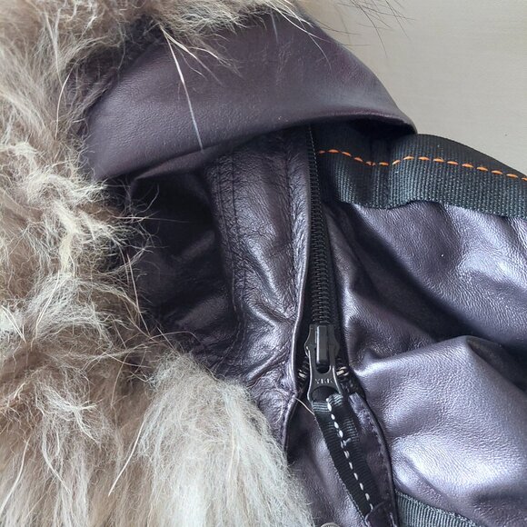 Danier Chloe Leather Fur Collar Purple Lined Jacket Coat Mid Length Sz S/8/UK12 - Picture 11 of 14